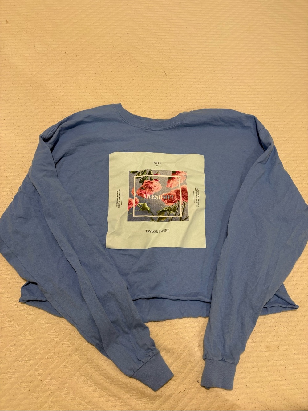 Taylor Swift ME! Blue Cropped Long Sleeve Shirt Size XXL